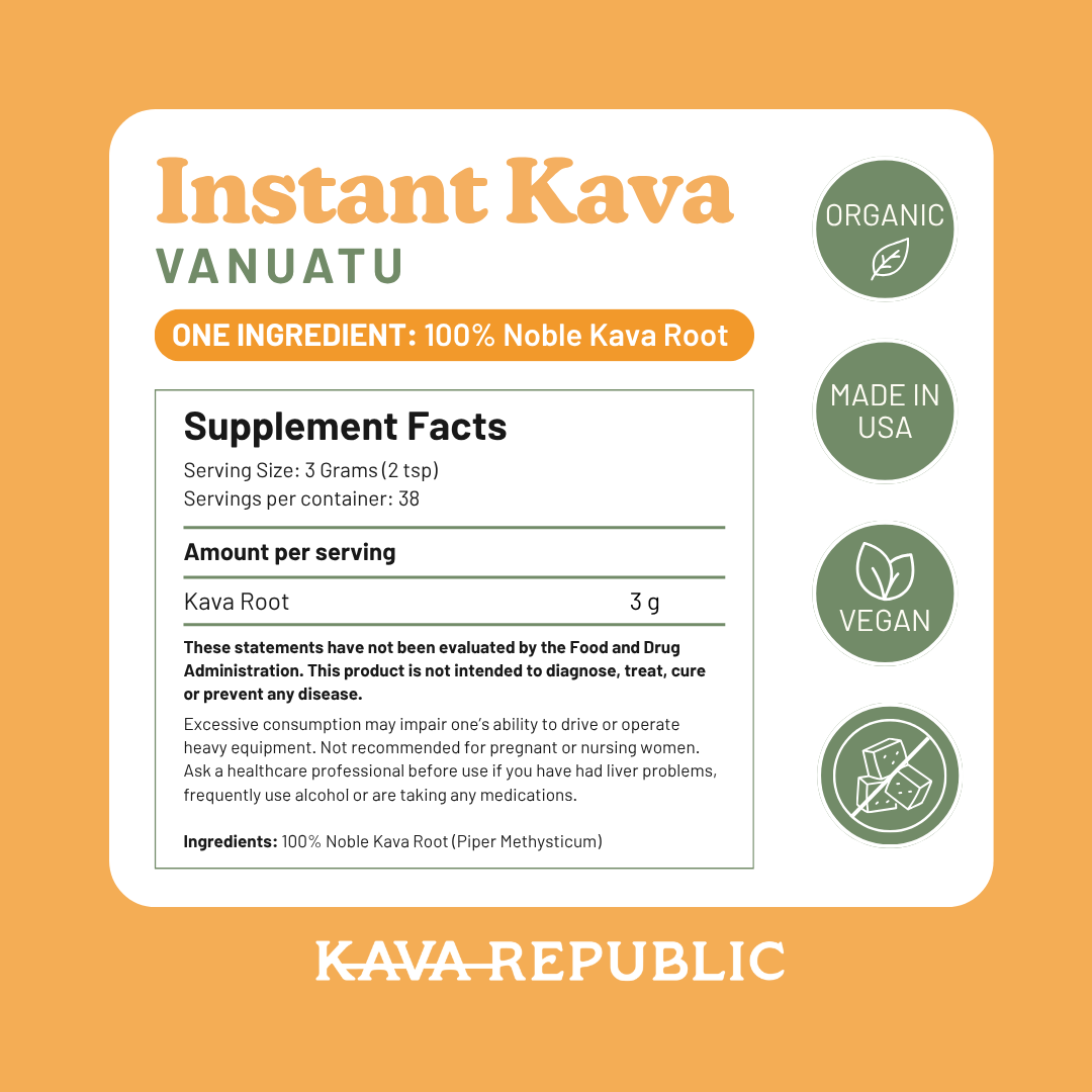 Kava Republic Vanuatu Instant Kava Supplement Facts