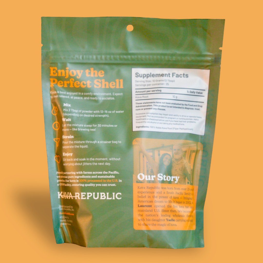 Kava Republic Vanuatu Noble Kava Powder Back