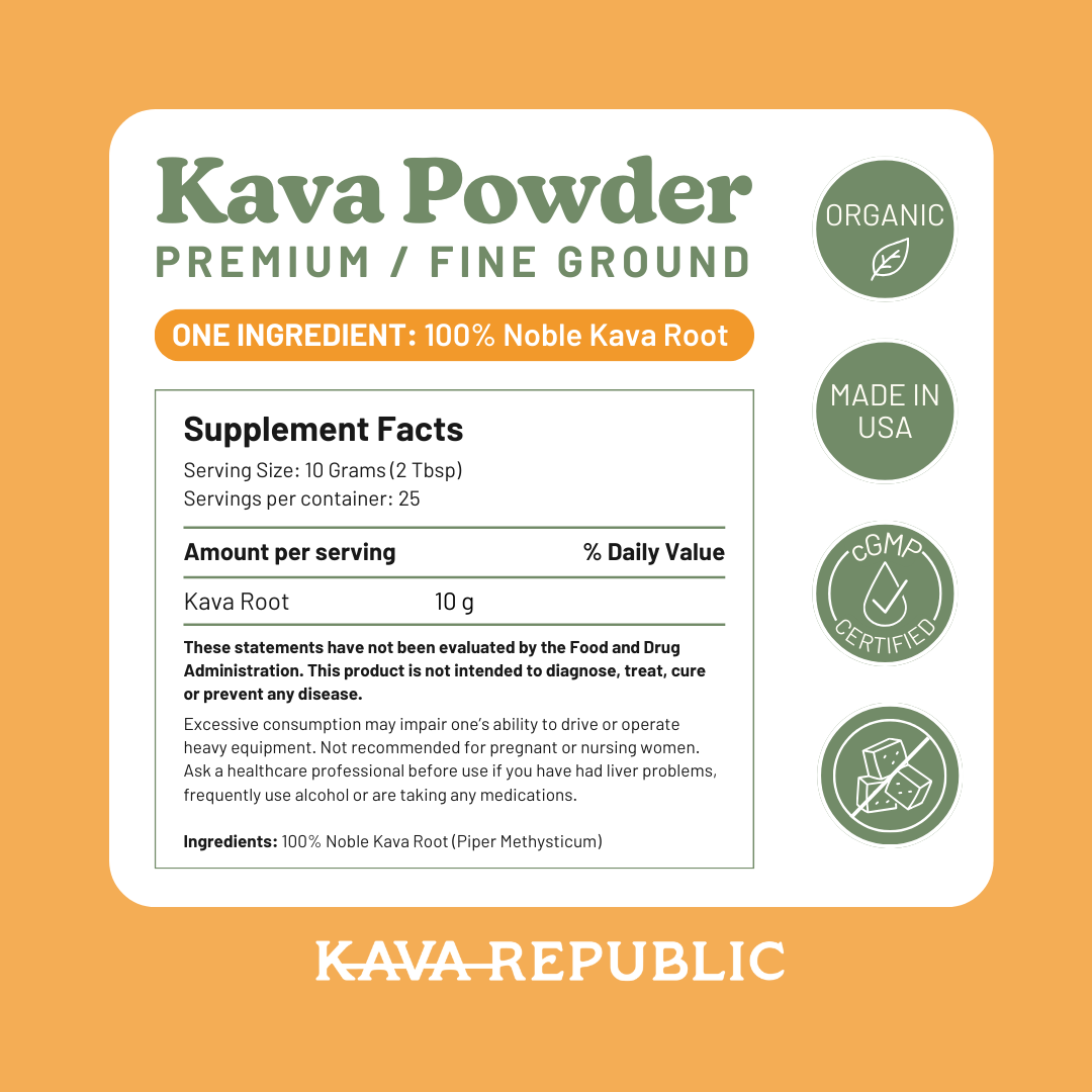 Supplement Facts for Kava Republic Vanuatu Noble Kava Powder